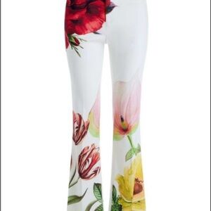 Alice + Olivia White Floral Boot Cut Pants - Size 2 NWT